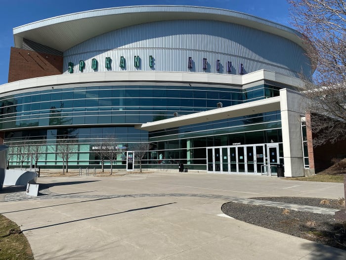 The view outside Spokane Arena on what would've been the first full day of the 2020 NCAA tournament.